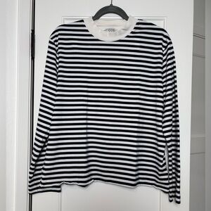 COS Black and White Striped Long Sleeve Tee